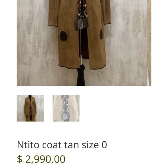 **SOLD** ANNA TRZEBINSKI NTITO COAT TAN SUEDE DUSTER - Picture 4 of 14
